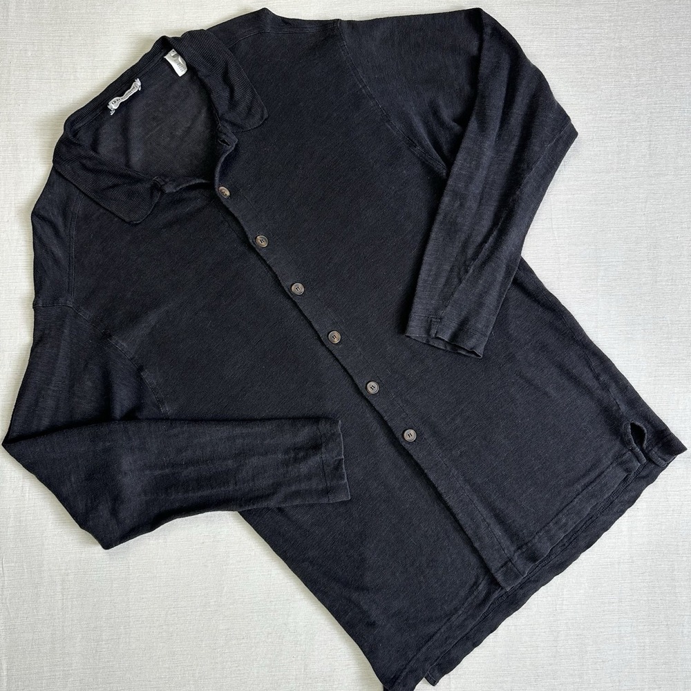 Vtg Giorgio Armani Le Collezioni Linen Textured Button Shirt Italy Men L Black